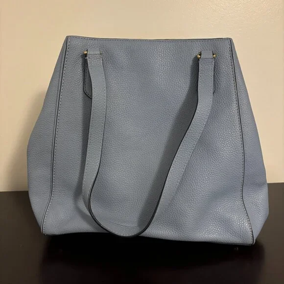 Lauren Ralph Lauren Blue Leather Embossed Logo and Anchor Tote - Picture 4 of 11